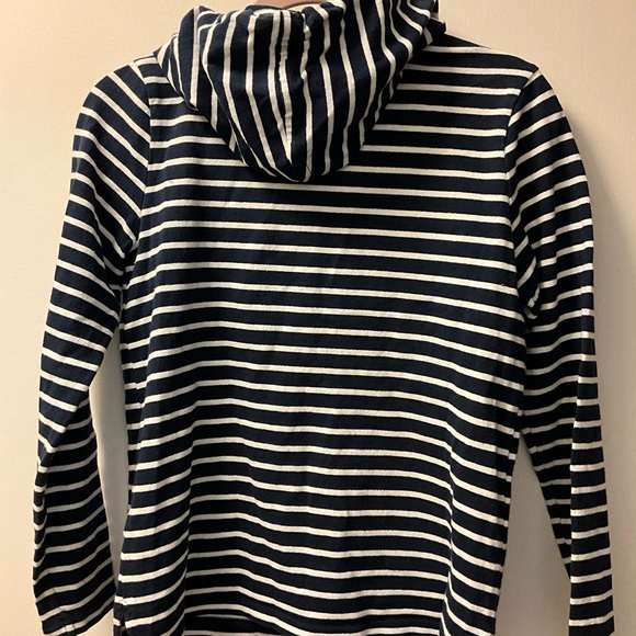 🐝 NWOT Joules Lisa V Neck Pop Over Hoodie Navy White Size 8 - Picture 6 of 12